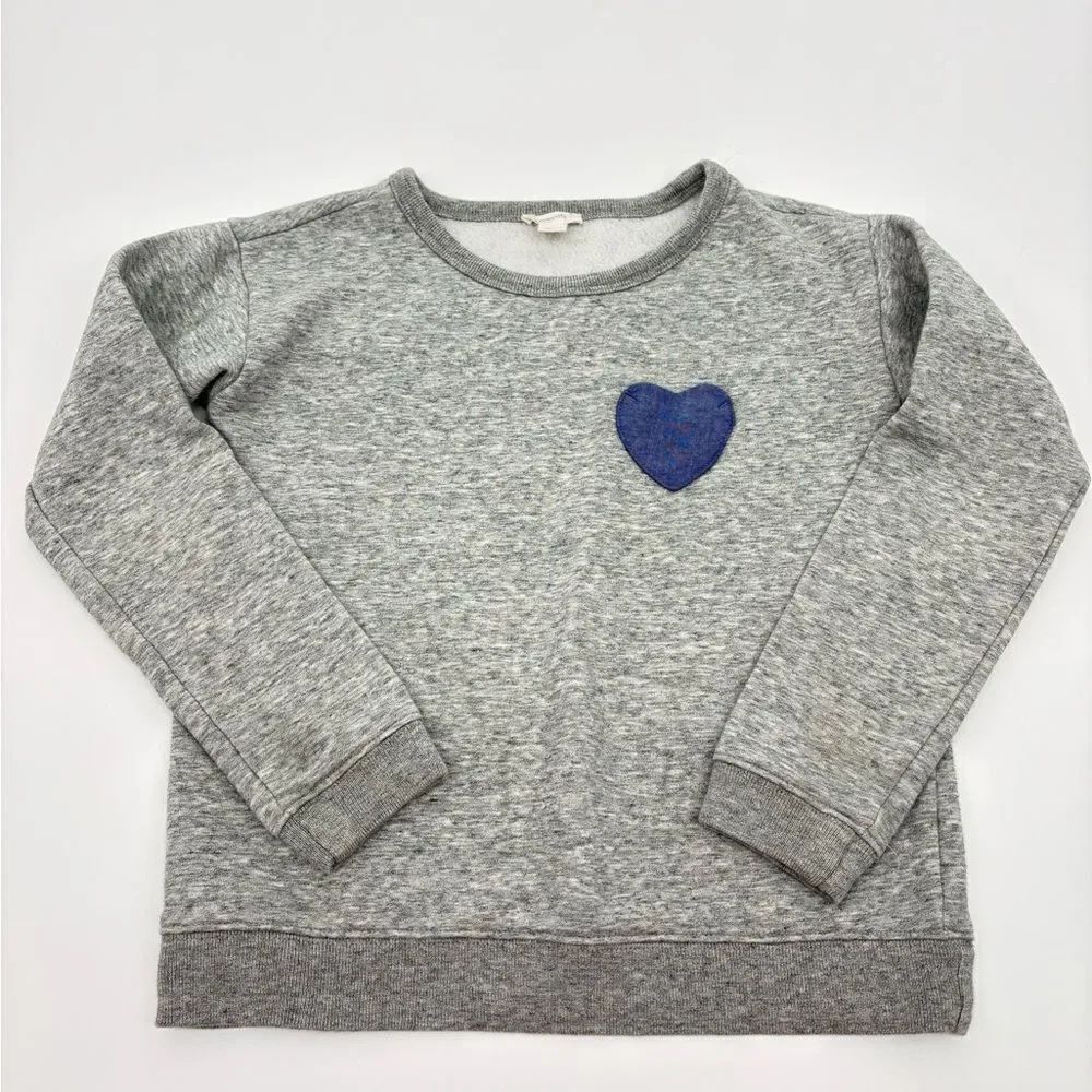 J. Crew | Gray Kids Sweatshirt with Blue Heart Pocket | medium